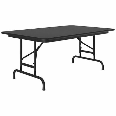 CORRELL 30'' x 48'' Black Granite Adjustable Folding Table, Thermal-Fused Laminate Top, Black Frame. 384FA3048TFB